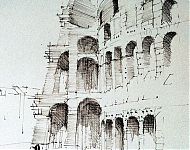 colosseum rome pentekening 1980