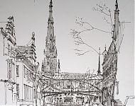voorontwerp brugverbinding van de straatwanden Fries museum
