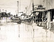 sleper holland in de haven van terschelling   krijt