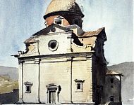 votiefkerk in umbrië   aquarel