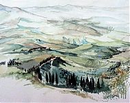 vanuit volterra   aquarel