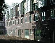 huizen aan de bosrand reiken naar het hemellicht
