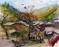 in japan   potlood/aquarel