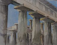en in krijt + aquarel paestum '07