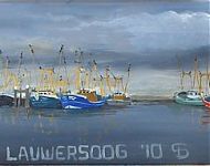 viskotters in Lauwersoog olie op hout 180x40