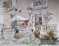 de voordeur van mijn dochter in lunas   aquarel