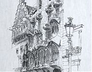 gaudi in barcelona   potloodtekening